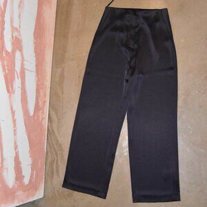 NANUSHKA tailored navy blue silk satin pants in M